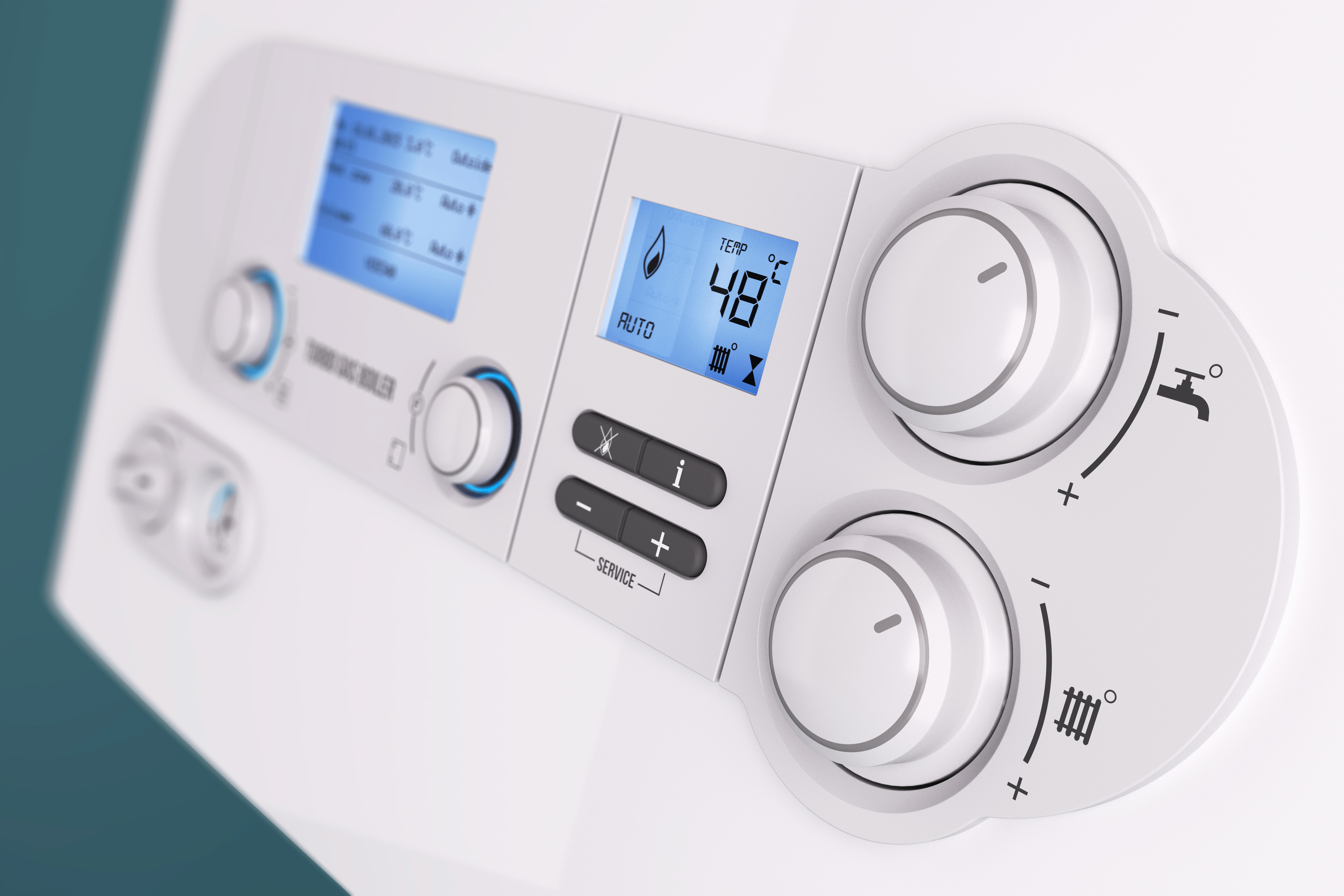 A boiler control panel